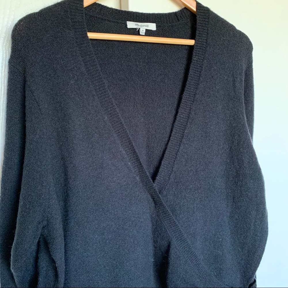 NWOT Madewell Wrap-Front Pullover Sweater in True Black Size 2X - Picture 6 of 10